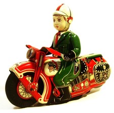 TIN FRICTION 1950'S POLICE MOTORCYCLE W RIDER INDIAN MOTORBIKE MASUDAYA JAPAN