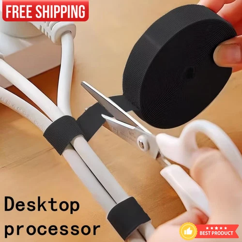 1 Roll 3m Nylon Self Adhesive Hook and Loop Cable Ties Cord Organizer Strap UK