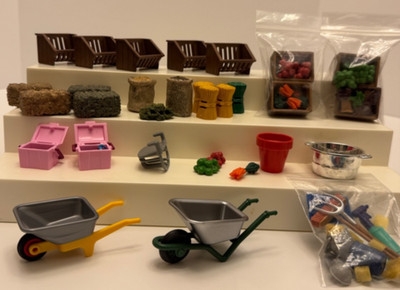 HUGE LOT Schleich Feeding Items Set & Cleaning Mucking Out Farm Animals Set, NEW