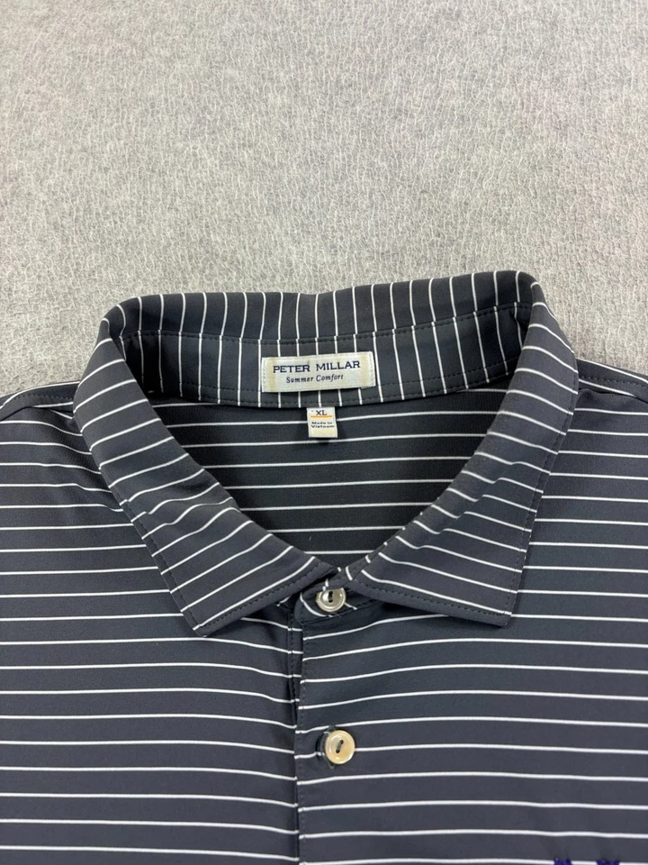 Northwestern Wildcats Peter Millar Striped Campus Polo Shirt (Men's XL) Gray - Image 3 of 4