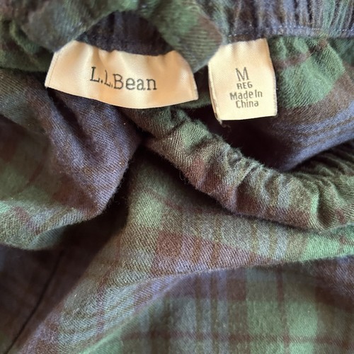 LL Bean Flannel Pajama Set Womens Size M Scotch Plaid Green Blue Black 2 Piece - Picture 11 of 14