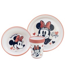 Disney Minnie Mouse Kindergeschirr Set 3-teilig &ndash; Rutschfestes Ess-Set