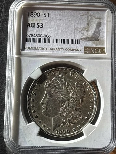 1890 Morgan Silver Dollar AU 53 NGC Graded 90% Silver