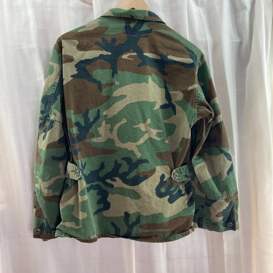 Vintage 1987 US Army Woodland Camo BDU Jacket Ripstop Combat Coat Small Short - Image 2 of 4