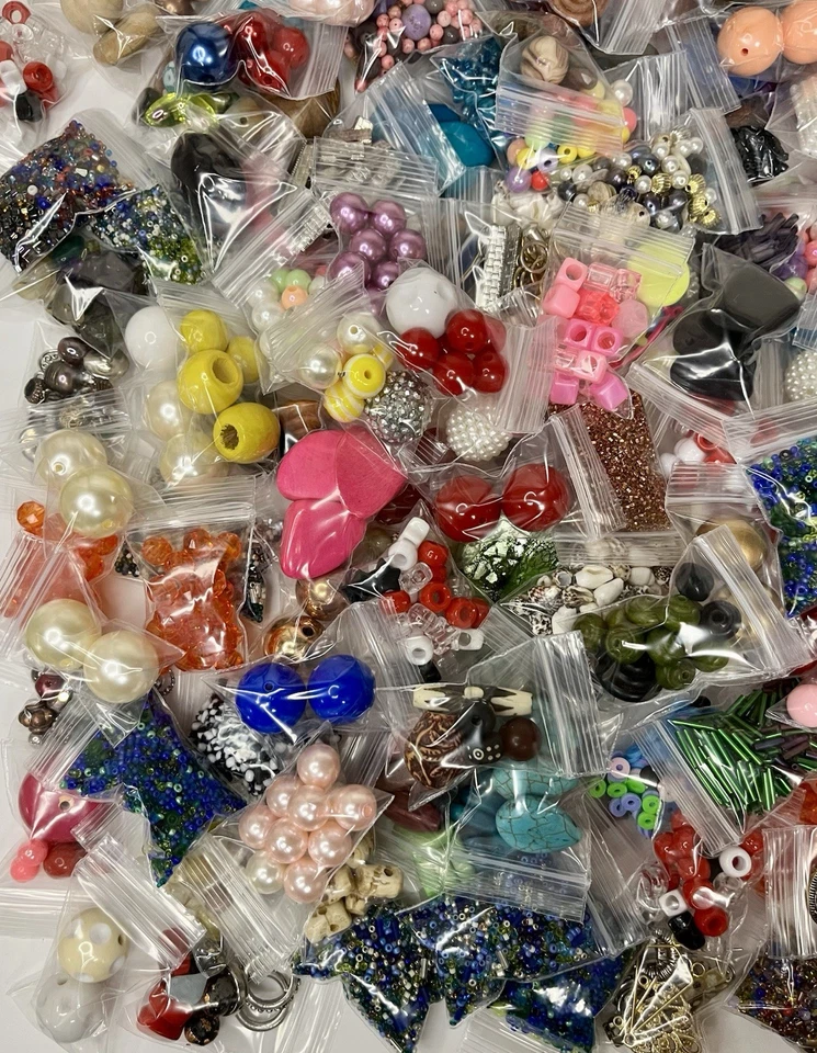50 Bags Assorted Beads Charms Pendants Jewelry Making Lot Variety Grab Bag Mix - Image 2 of 4