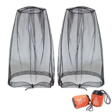 2pc Benvo Mosquito Head Net, Mesh Face Netting Hood, Black