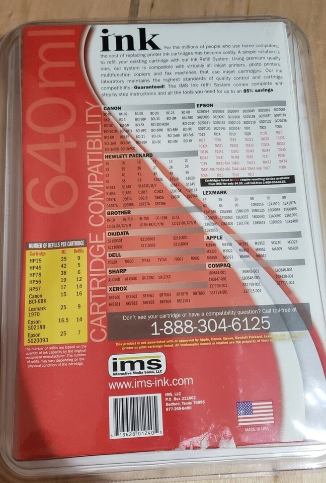 IMS Ink Refill System 640ml Premium Quality Inkjet Ink  HP-Epson-Canon-Lexmark+ - Image 4 of 4