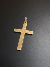 14K Yellow Solid Gold Cross Minimalist Christian Pendant. 3 grams. No Chain.