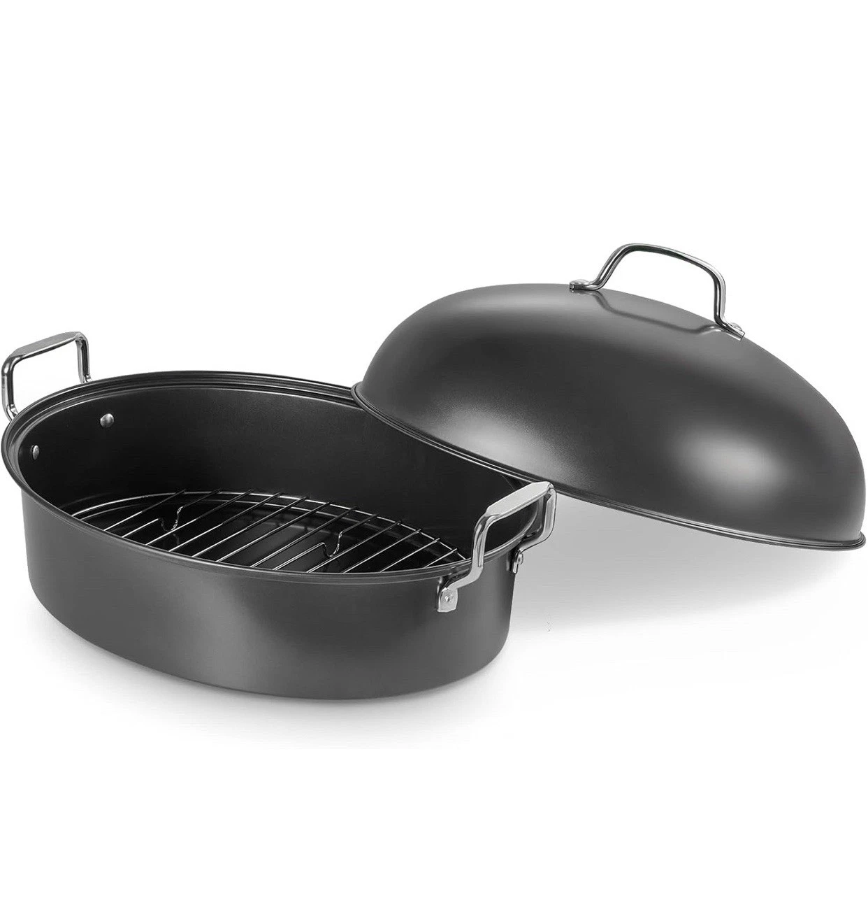 Extra Large Roasting Pan, 18x14" Oval, 25lb Turkey Roaster w/Lid & Rack Non-Stik
Opens in a new wind