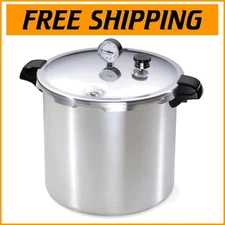 Heavy-Gauge 23 qt Pressure Canner Cooker with Pressure Dial & Recipe Book