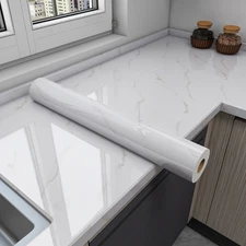 White Marble Contact Paper 23.6"*197" for Countertops Waterproof Self Adhesive