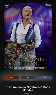 Cody Rhodes - Purple Environmental Illusion Signature Iconic Slam WWE Mirage
