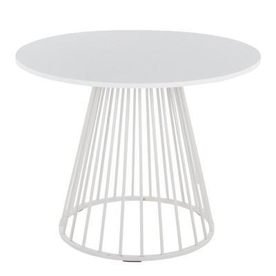 Canary Cosmo Contemporary Dining Table in White Metal and White MDF by