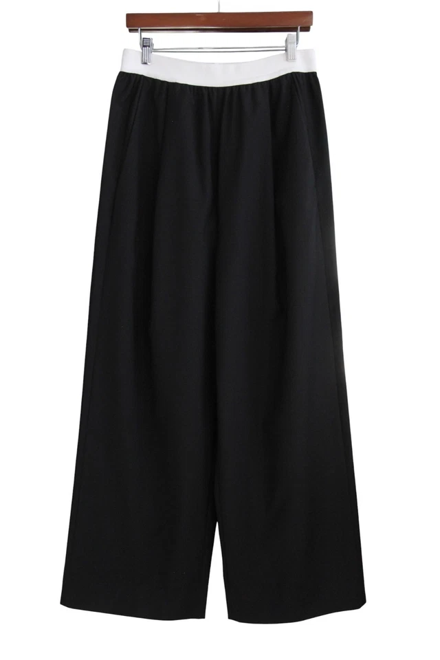 Tibi Marit Pants Medium Black Recycled Tropical Wool Pull On Pleated Trousers - Image 3 of 4