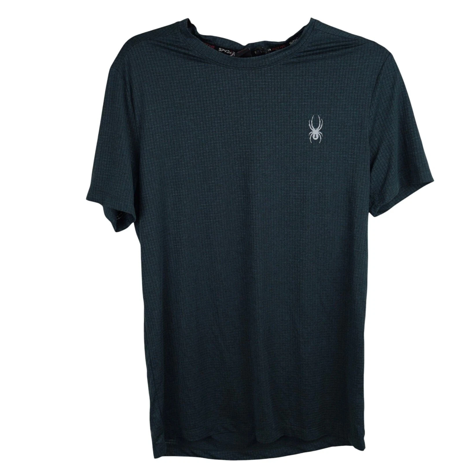 Spyder Active ProWeb T Shirt Mens Small Gray Texture Stretch Athletic Gorpcore