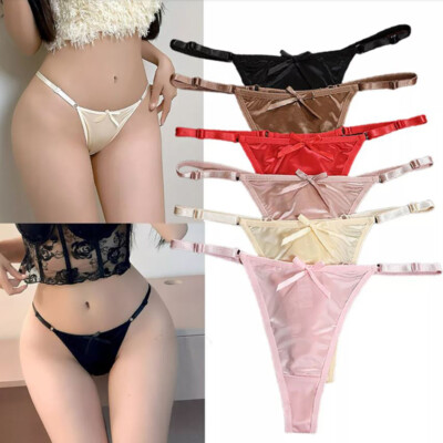 6 Pack Lot Sexy Womens Satin Panties Thongs G-string Lingeries Bikini Underwear