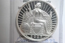 2007 Daniel Carr 1 ounce proof trade dollar with signature card