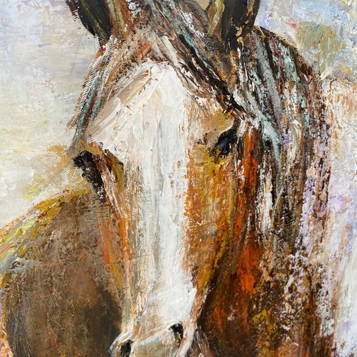 Pferd Leinwand Gemälde Western Stil strukturiert Ölgemälde Tierkunst 32x32" - Bild 2 von 7