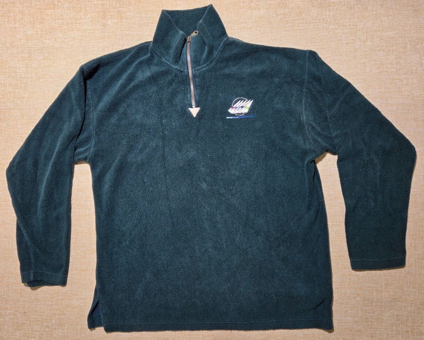 Vintage Desert Heat Fleece Jacket Mens M Green 1/4 Zip Mock Neck Pullover