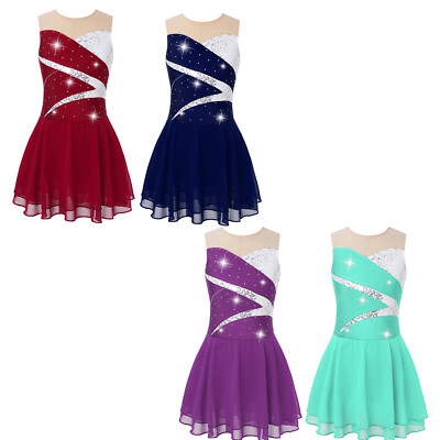 Kinder Girlsde Kleid Glänzend Ballet Stylish Tanzbekleidung Eiskunstlauf Kostüm