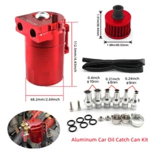 300ml Auto Oil Catch Can Polish Baffled Reservoir Tank with Breather Filter Red