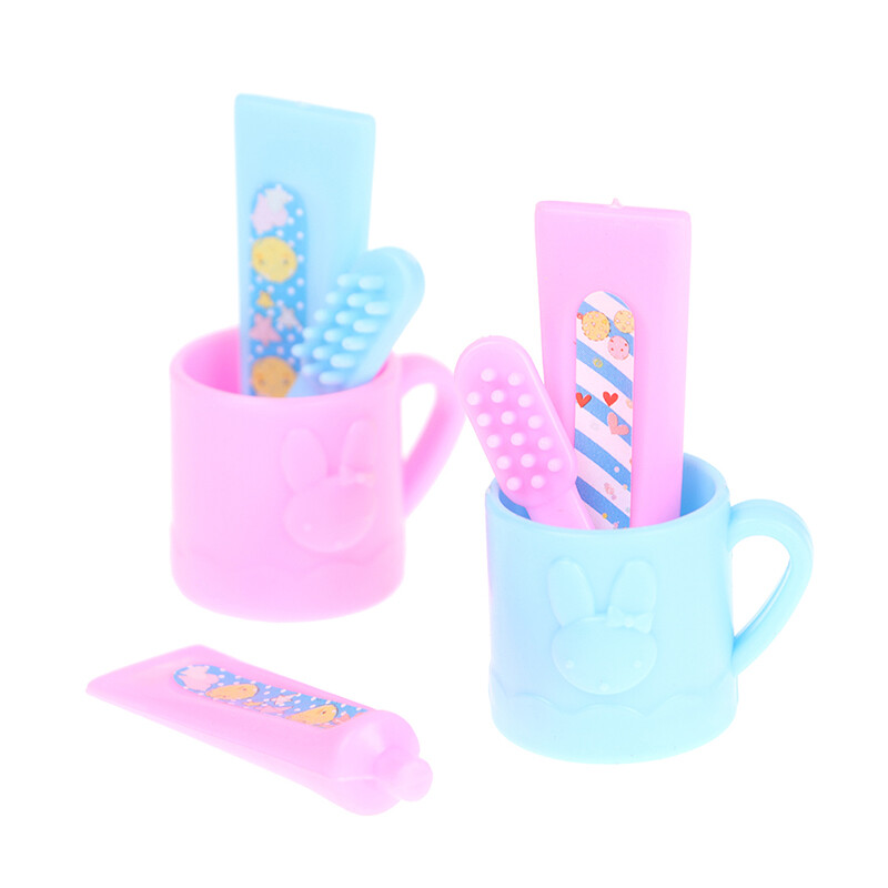 1/6 1/12 dollhouse miniature mini cup toothpaste toothbrush for doll ...