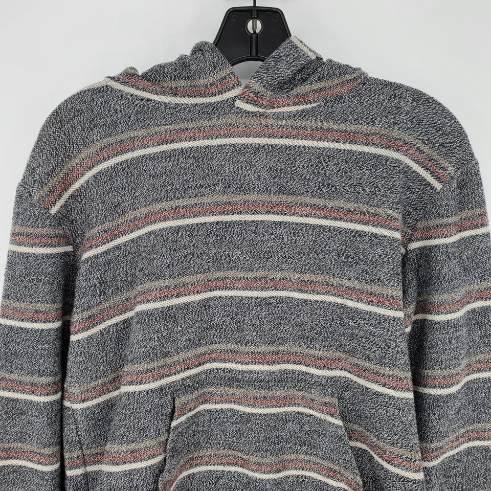 Sudadera con Capucha Quiksilver Niños Jóvenes Grande Gris Rojo Rayas Manga Larga Bolsillo Canguro Foto 2 de 4