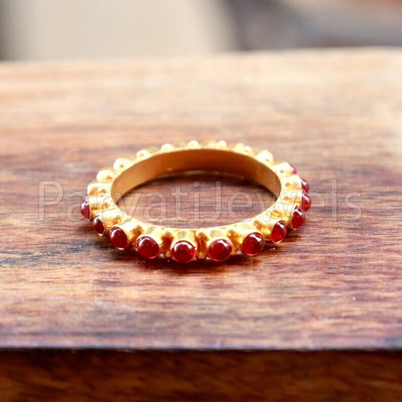 Natural Ruby Round Eternity Band 18k Solid Gold Wedding Gift Women Girls Ring View 5