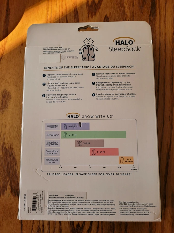 HALO Saco de Dormir Bebé Talla M 6-12 Mos MANTA PONIBLE Micro-Vellón ~ Nuevo en Caja Foto 2 de 2