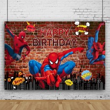 Spiderman Boys Birthday Backdrop Party Photo Background Banner Supplies Decor