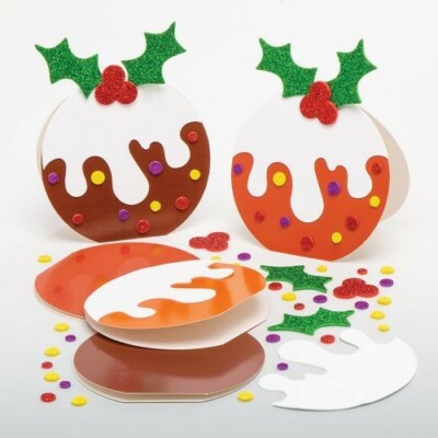 3 Weihnachtskarten selber machen Kinder Set Xmas PUDDING Karte Basteln Blanko Deko