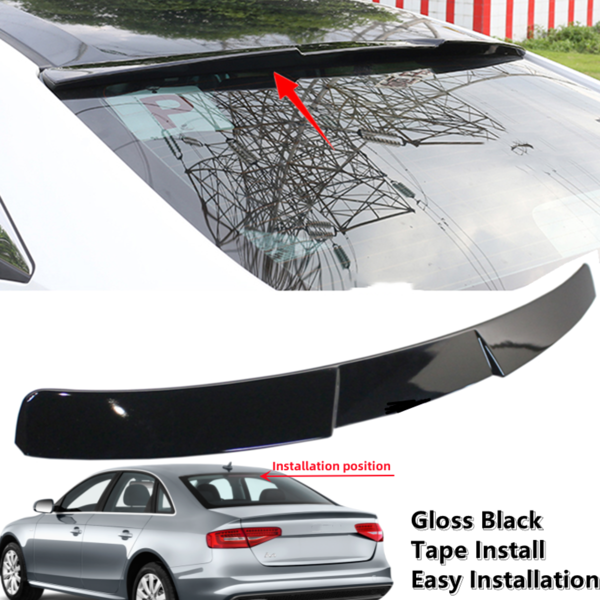 Rear Roof Window Spoiler For Audi A4 B8 Saloon (2009-2012) - Unpainted Fiberglass By UKCR2CARS