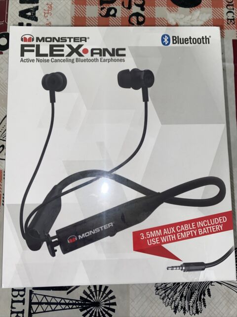 Monster MNFLEX BLK Flex Active Noise Canceling Bluetooth Headphones SEALED