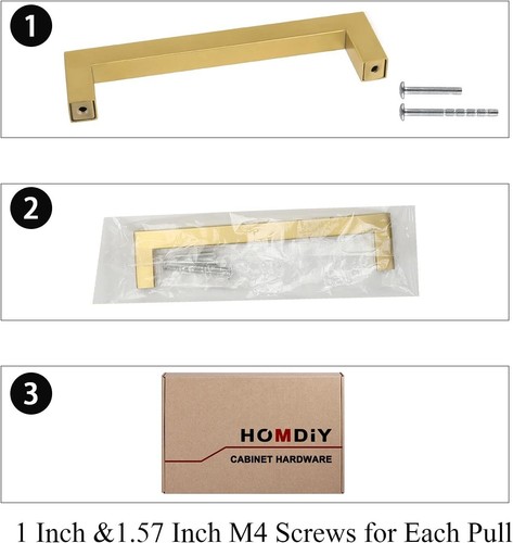 New 6PK 6 1/4" Cabinet Handles Brushed Brass Gold Kitchen Pulls Gold Fast Ship - Picture 5 of 7