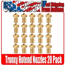 Tronxy Nozzles,  V6 Nozzle, M6 Threaded, Brass For Tronxy Hotends, 20Pcs