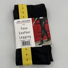 Jane and Bleecker Faux Leather Leggings Adult Small (2-4) Black High Waisted New