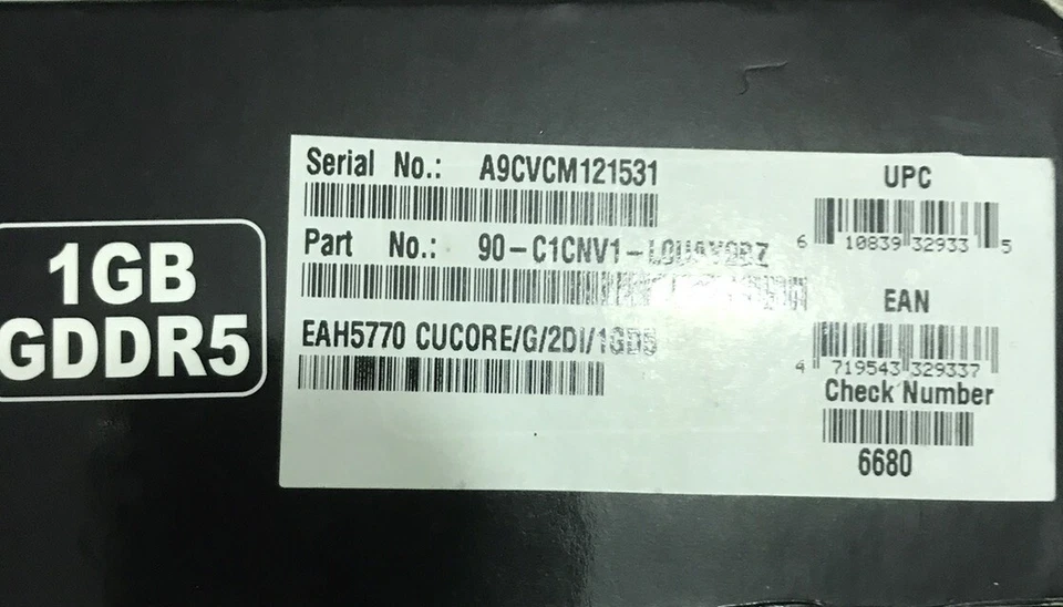 ASUS AMD RADEON HD5770 GDDR5 1 GB JUNIPER 128 BIT BUS WIDTH HDMI/DVI/VGA - Image 2 of 4