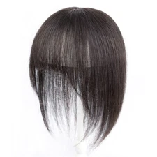 Long Straight With Air Bangs Topper  100% Remy  Human Hair Top Piece For Women