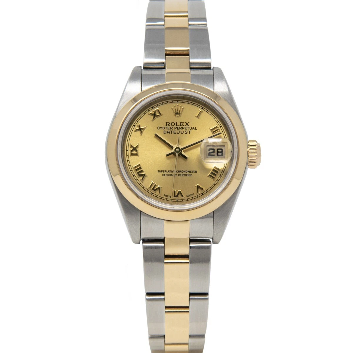 Rolex Lady Datejust Gold Steel 79163 Champagne Roman Oyster