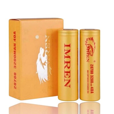 IMR 20700 3000mAh Rechargeable Battery - High Drain 30A Continuous / 40A Pulse, Flat Top