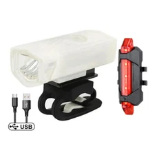 USB Rechargeable Bike Light Set Front Taillight Easy to Install 3 Modes Bicycle