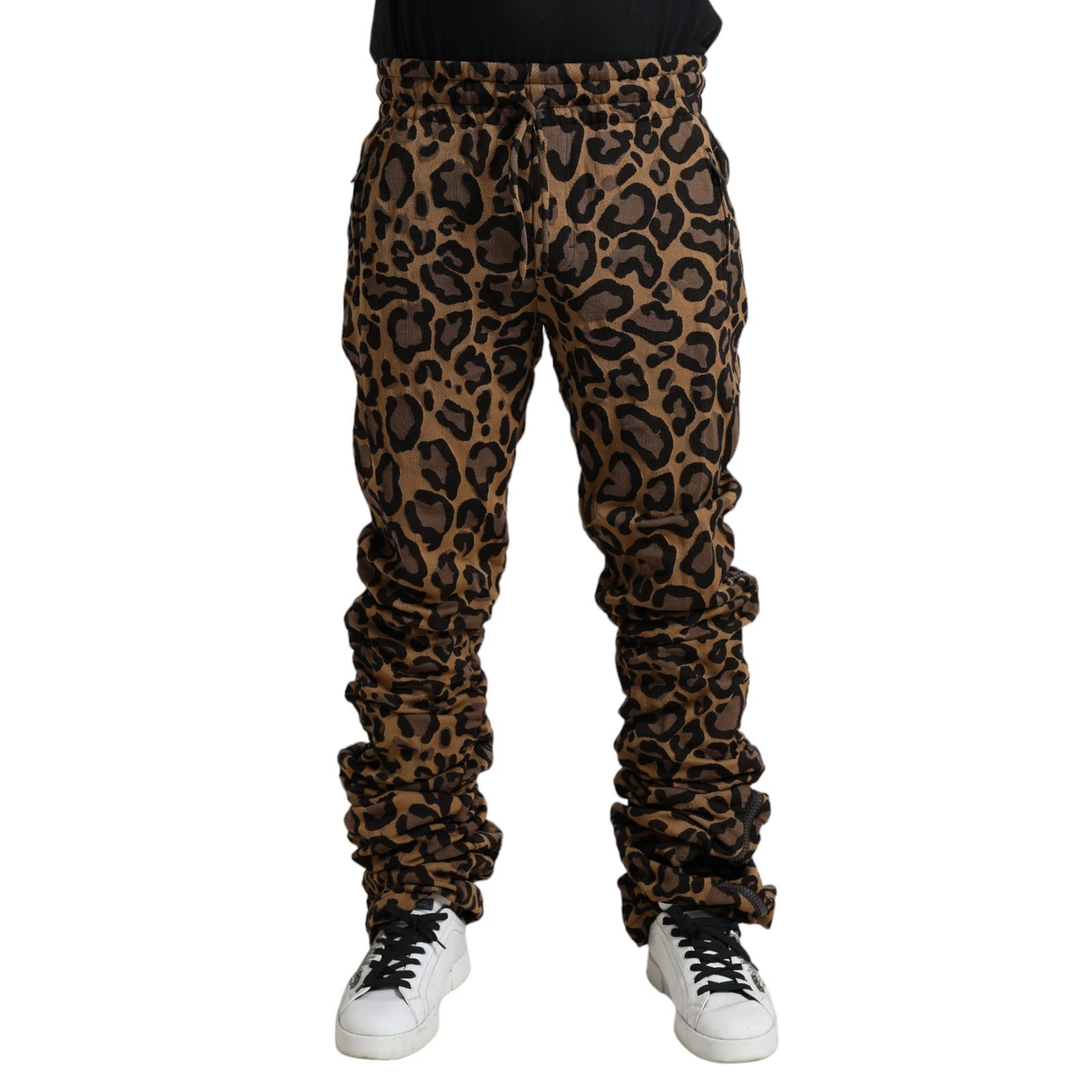 DOLCE & GABBANA Pants Brown Leopard Jacquard Jogger Trouser IT44/W30/XS 1730usd