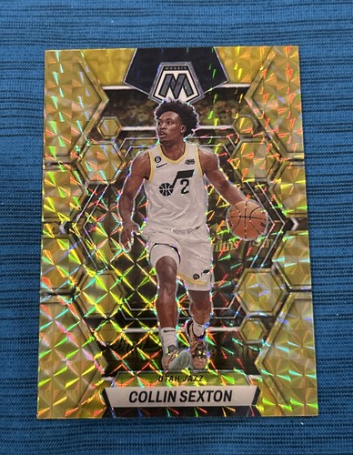2022-23 Panini Mosaic Collin Sexton Yellow Reactive Prizm #69 Utah Jazz