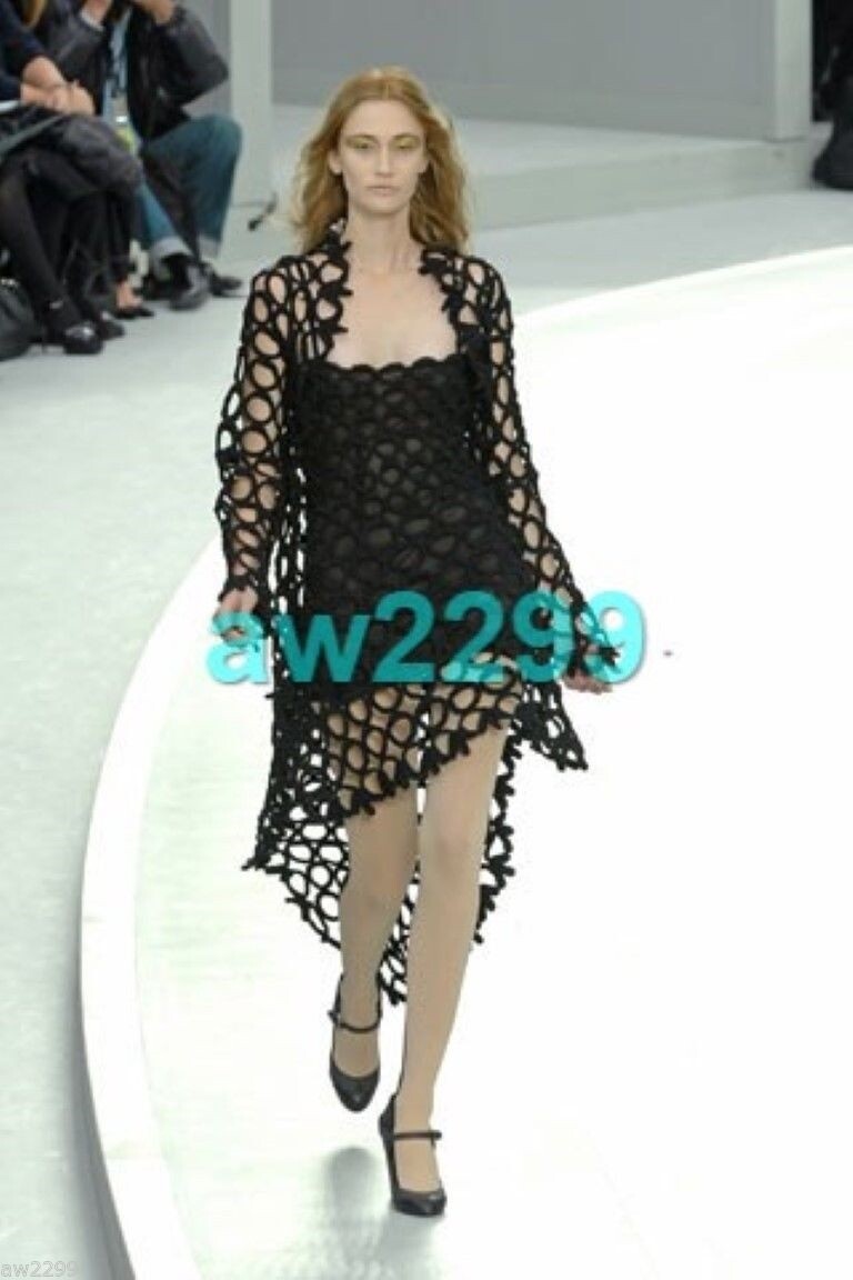CHANEL 08A AUTHENTIC RARE RING DRESS CC LOGO BUTTON 40 38 MINT BLACK image 2