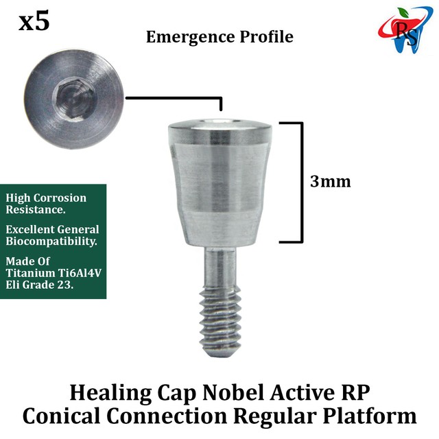 5x RS Dental Implant Conical Healing Cap Concave Abutment Nobel Active