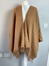Murray Brothers Caramel Brown Lambswool Cape Shawl Scarf Jacket One Size Tassle