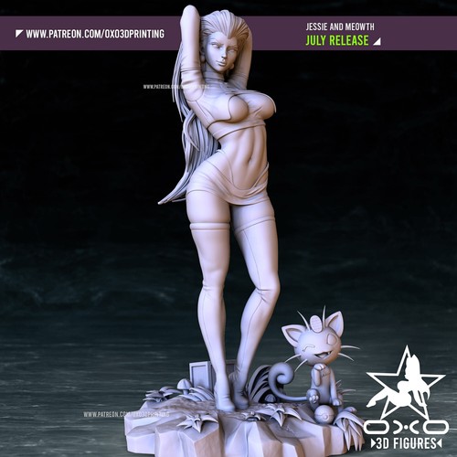 Jessie und Mauzi - Pokemon, Maßstab 1:10, SFW und NSFW, 3D Druck - Resin Figur - Picture 13 of 14