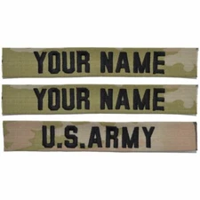 Custom 3 Piece Name Tape Set w/o Hook Fastener Backing (sew-on) - 3-Color OCP