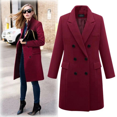 Damen Übergröße Damen Revers Wollmantel Trenchjacke lang Parka Mantel Parka - Bild 5 von 20