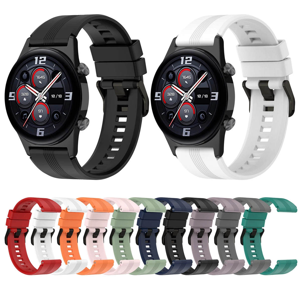 For Xiaomi Watch S3 / Huawei Watch 2 Pro / Honor Watch 4 Pro Watch Band  22mm Silicone Watch Strap - Dark Grey Wholesale